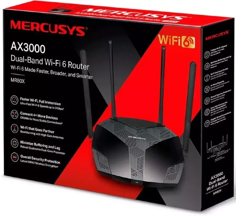 Роутер Mercusys MR80X, AX3200 Wi-Fi 6 — 4