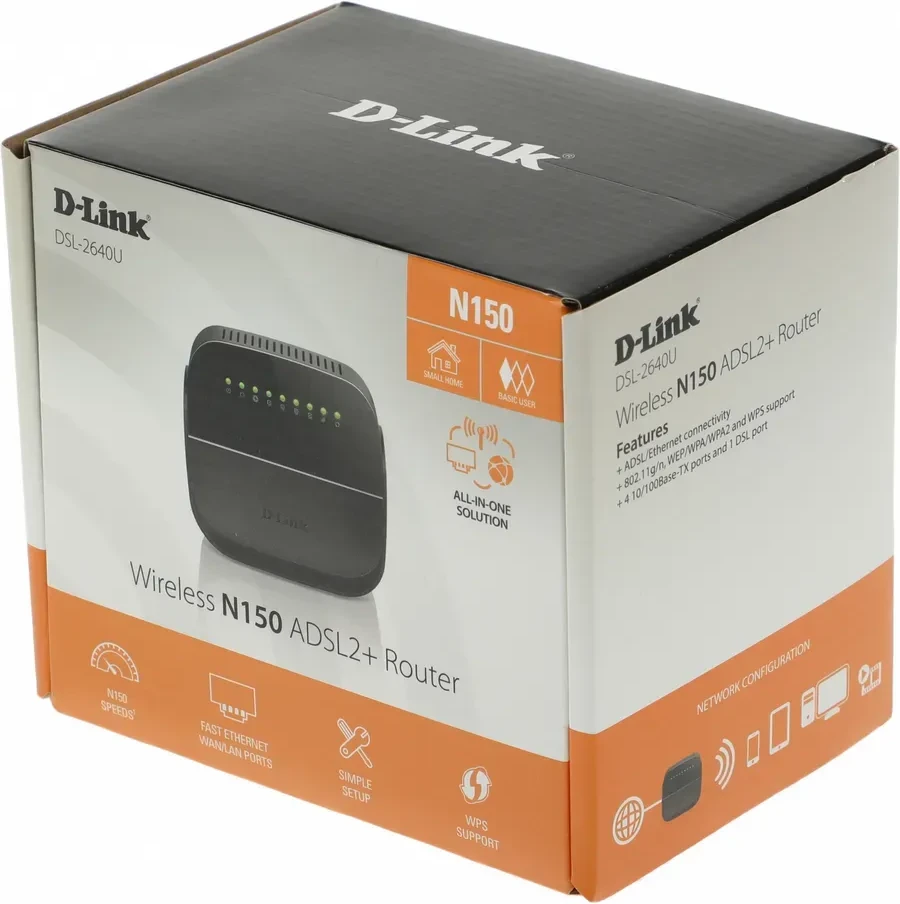 Роутер Modem D-Link DSL-2640U, ADSL2+ — 4