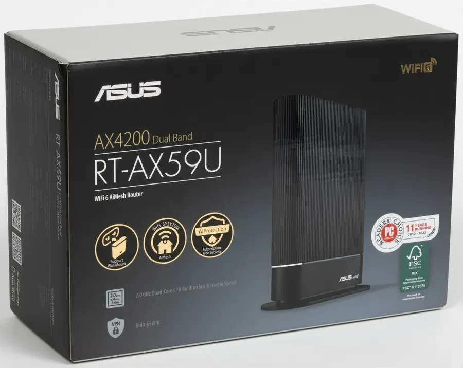 Роутер ASUS RT-AX59U, AX4200, Wi-Fi 6, 4xGbE LAN — 4
