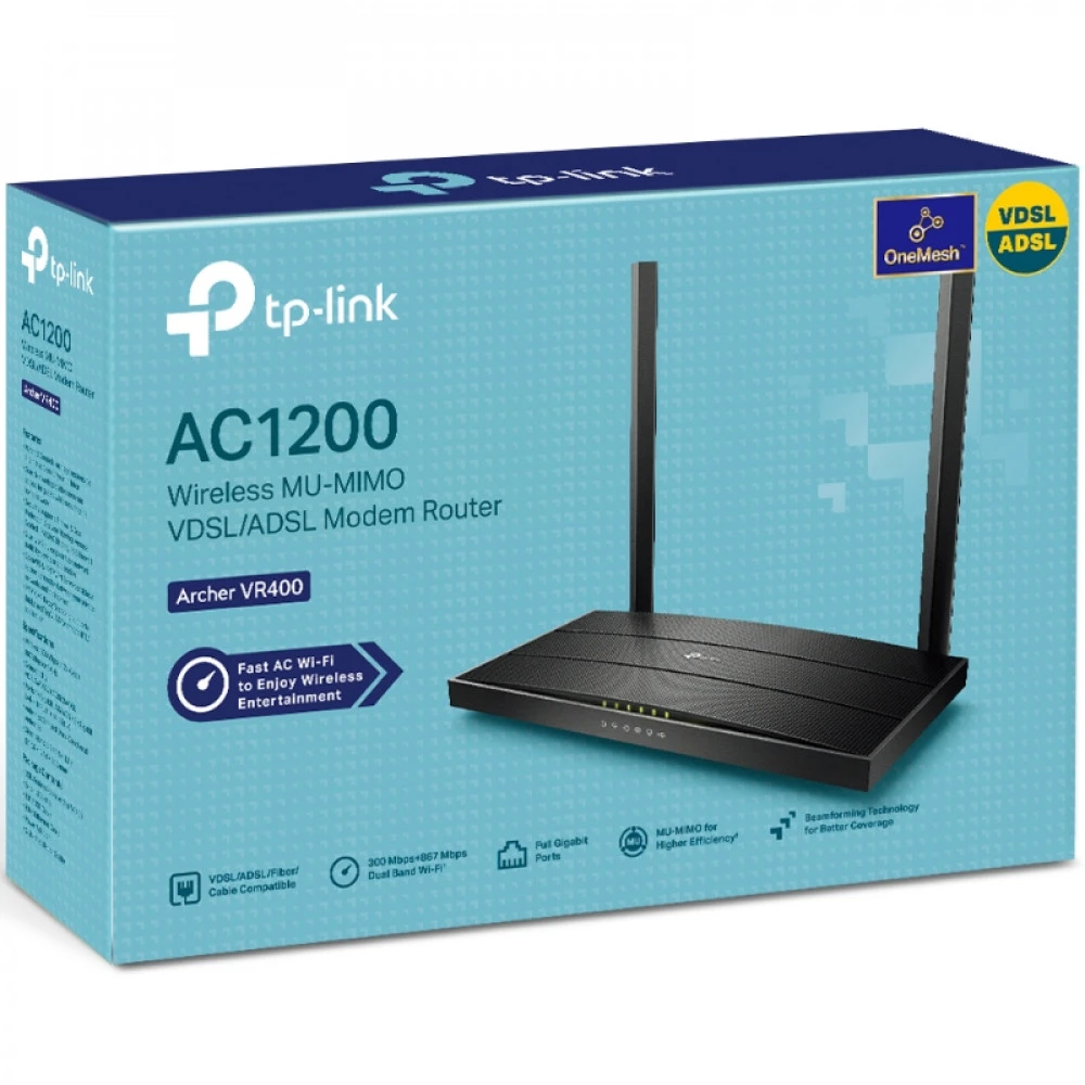 Модем TP-Link Archer VR400, AC1200, 3 LAN, RJ11, USB — 4