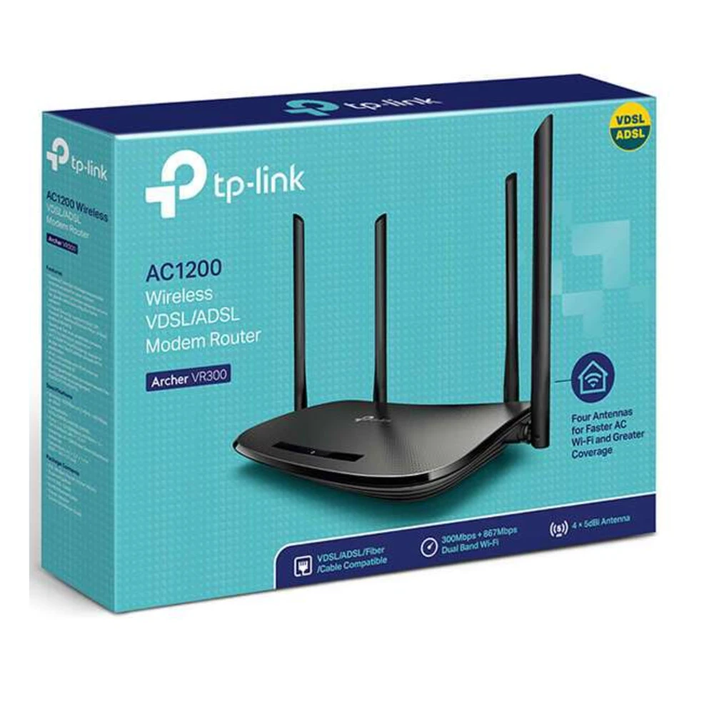 Модем TP-Link Archer VR300, ADSL/VDSL, Wi-Fi AC, 3 LAN + 1 WAN — 5
