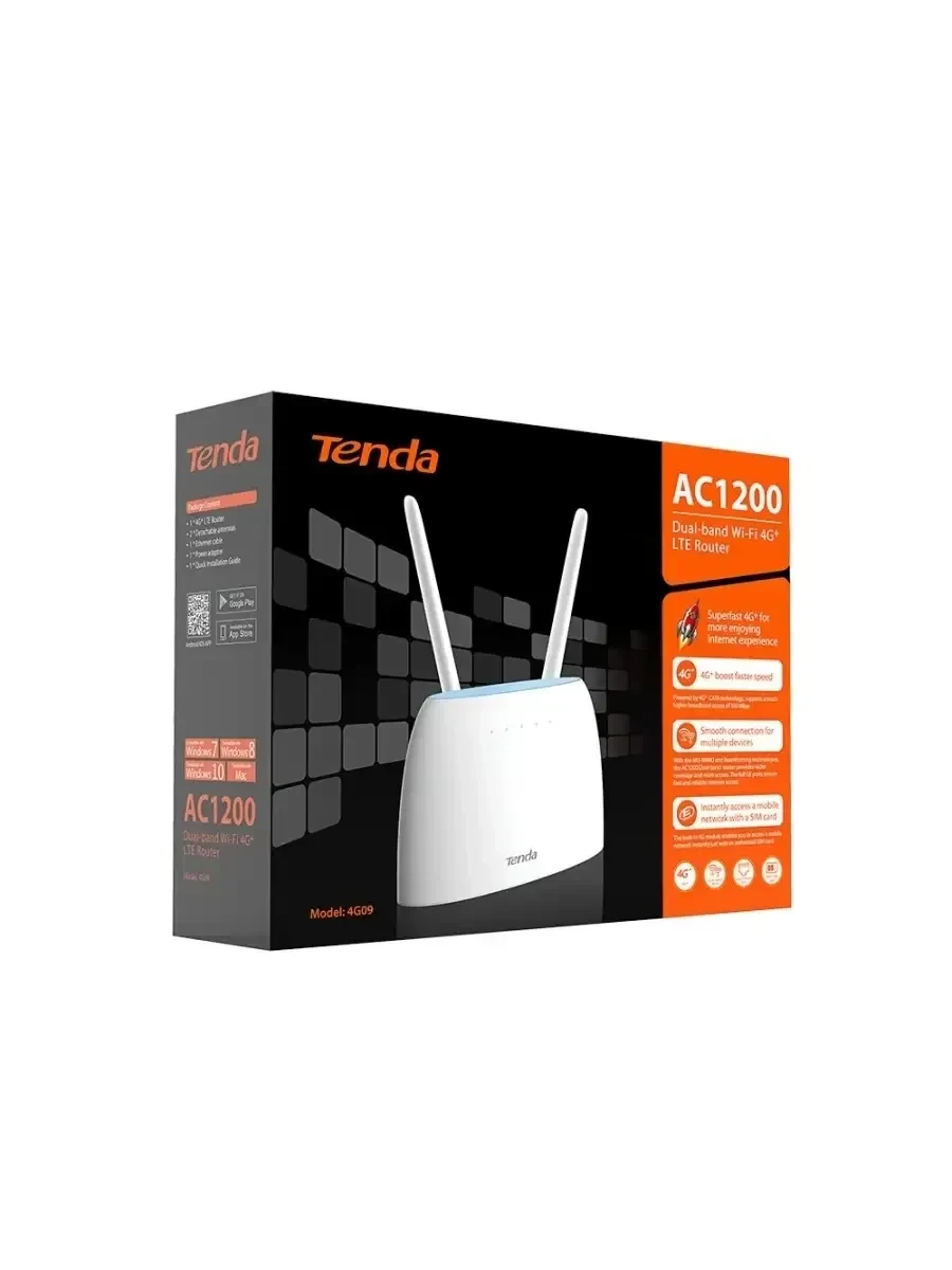 Маршрутизатор Tenda 4G09, WiFi 5, 1200 Mbps, 4G+ LTE cat6 — 4