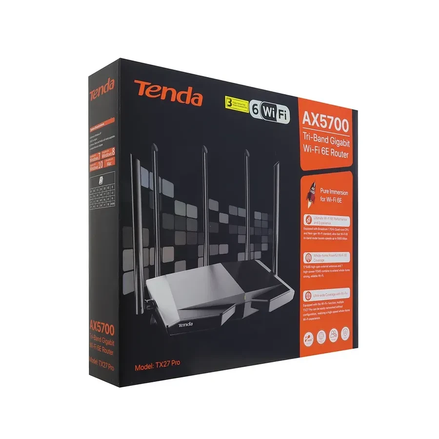 Маршрутизатор Tenda TX27 Pro, Wi-Fi 6E, AXE5700, Gigabit — 2
