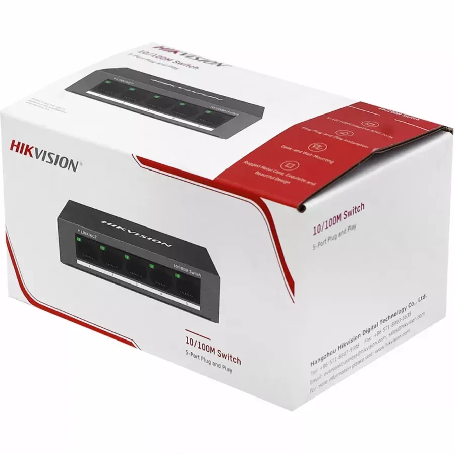 Коммутатор Hikvision DS-3E0105-O, 5 портов 10/100 Mbps — 2