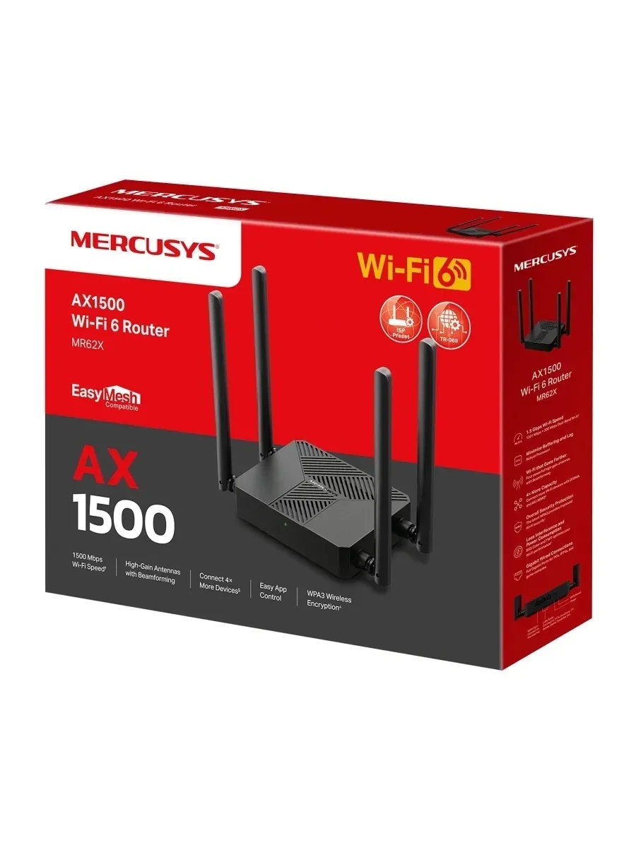 Маршрутизатор Mercusys MR62X, AX1500, Wi-Fi 6 — 4