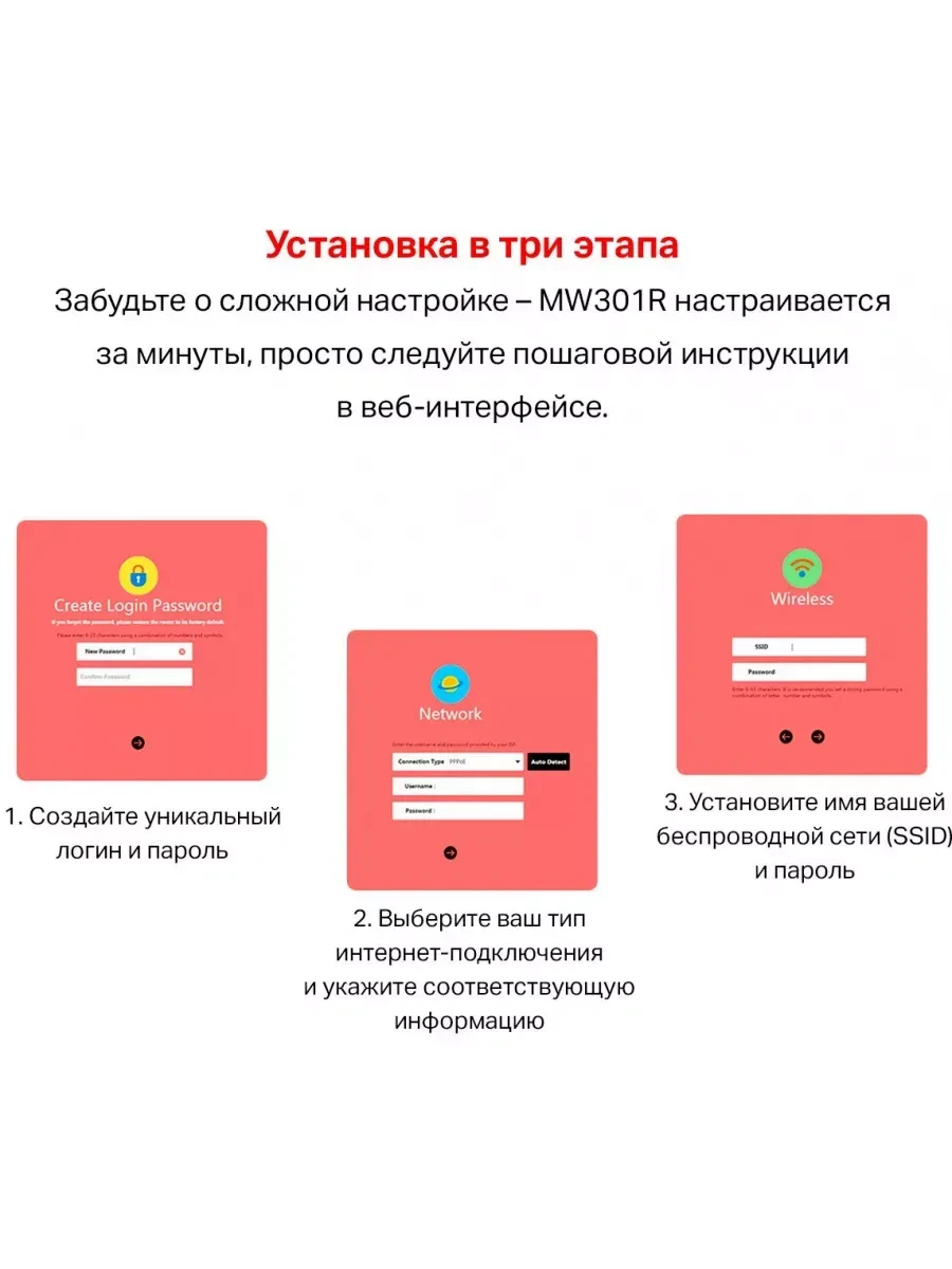 Маршрутизатор Mercusys MW301R, N300, 2 LAN — 4