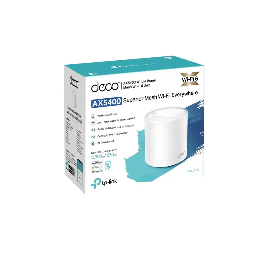 Роутер Mesh Wi-Fi sistem TP-Link Deco X60, Wi-Fi 6, AX5400