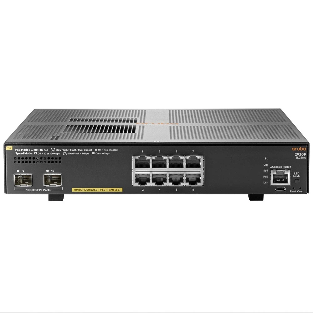 Коммутатор HP Enterprise Aruba 2930F 8G PoE+, 2SFP+