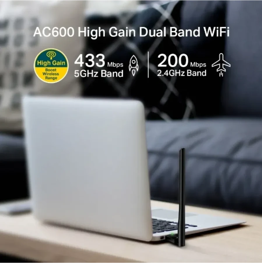 Адаптер TP-Link Archer T2U Plus, AC600, USB Wi-Fi — 5