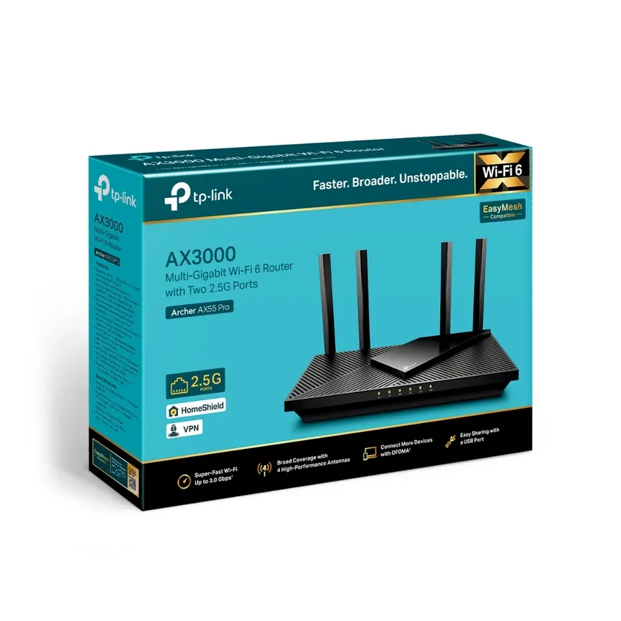 Маршрутизатор TP-Link Archer AX55 Pro, WiFi 6, AX3000 — 3