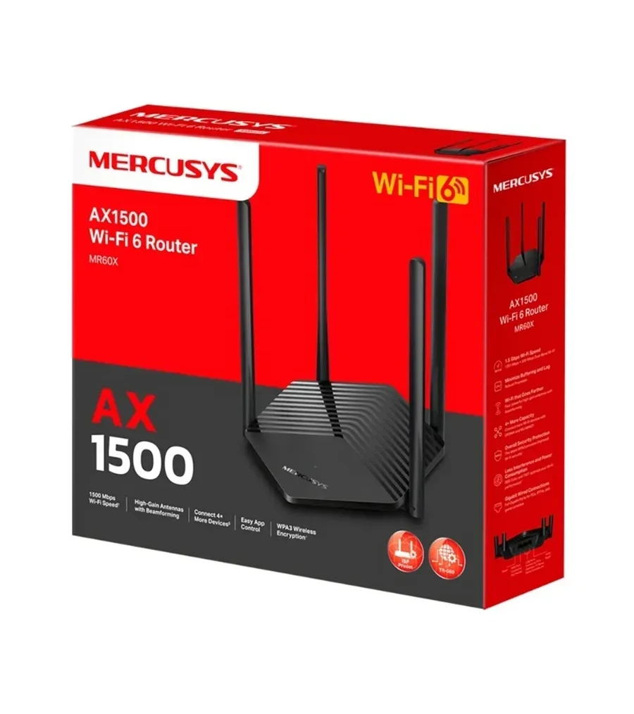 Маршрутизатор Mercusys MR60X, AX1500 GbE, Wi-Fi 6 — 2