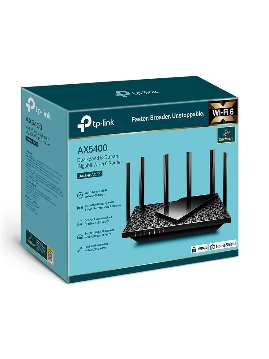 Маршрутизатор TP-Link Archer AX72, AX5400 GbE, Wi-Fi 6 — 4