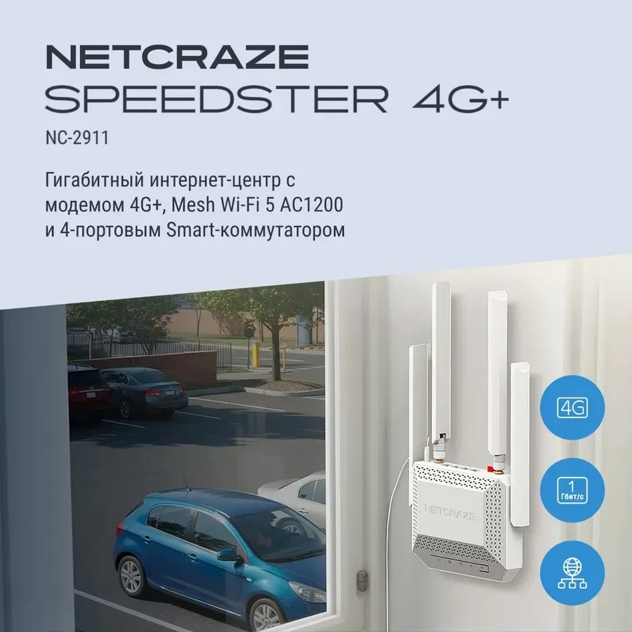 Маршрутизатор Netcraze SPEEDSTER 4G+ NC-2911 AC1200, Wi-Fi 5 — 2
