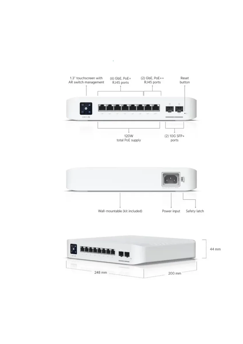 Коммутатор UniFi, 8 портов, POE++, SFP+ — 2
