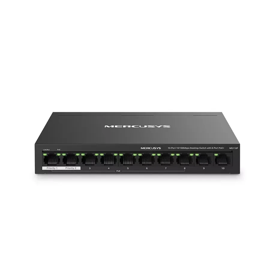 Коммутатор PoE+ Mercusys MS110P, 10 портов 10/100M — 2