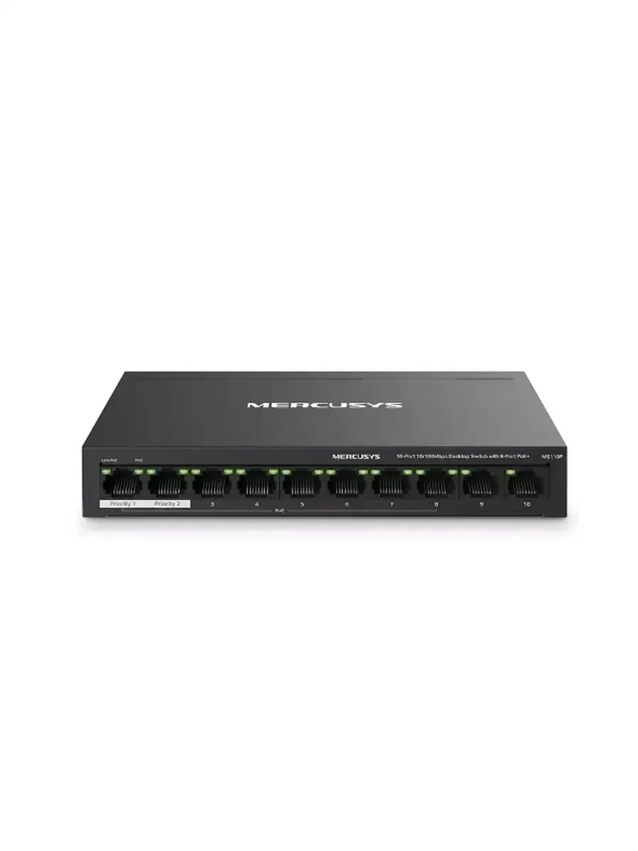 Коммутатор PoE+ Mercusys MS110P, 10 портов 10/100M — 5