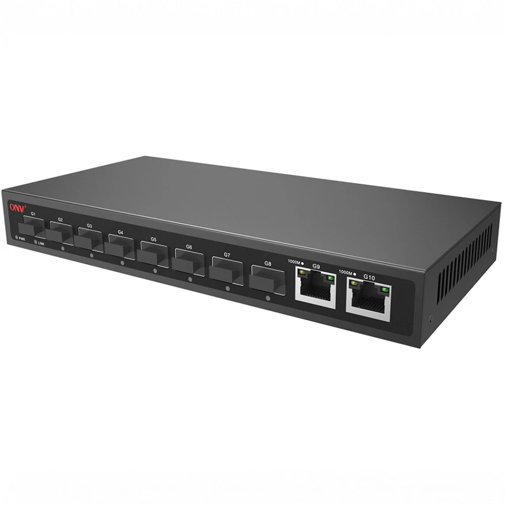Коммутатор GbE ONV H3008FO, 8 SFP + 2 RJ45 — 2