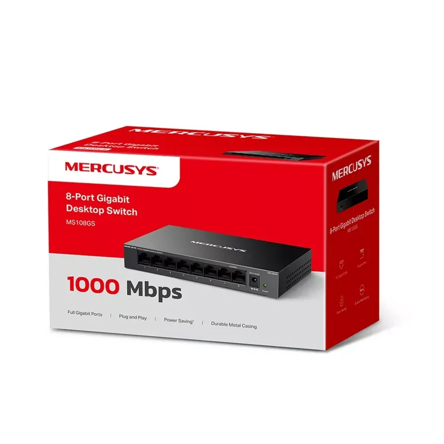 Коммутатор Mercusys MS108GS, 8 портов 10/100/1000 Мбит/с — 4