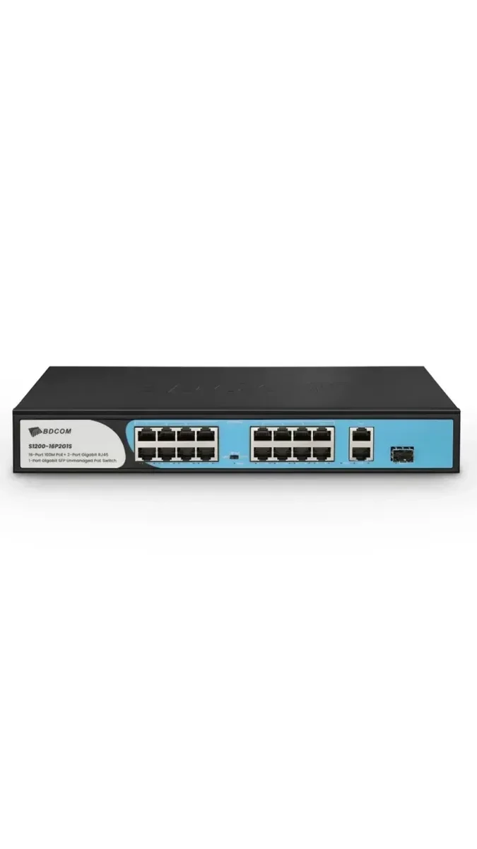 Коммутатор BDCOM S1200-16P2G1S, 16 x PoE 180W, 2 x 1GbE