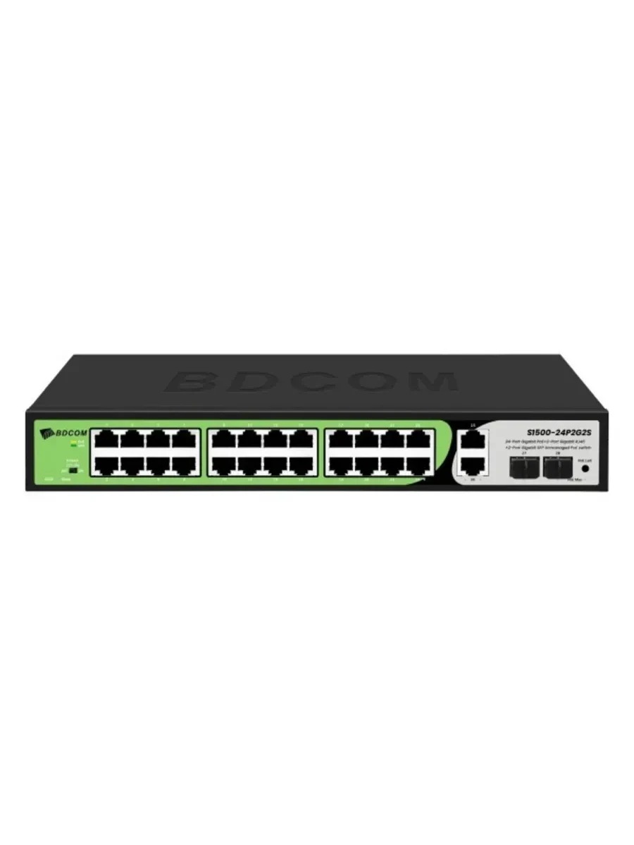 Коммутатор BDCOM S1500-24P2G2S, 24 порта PoE, неуправляемый