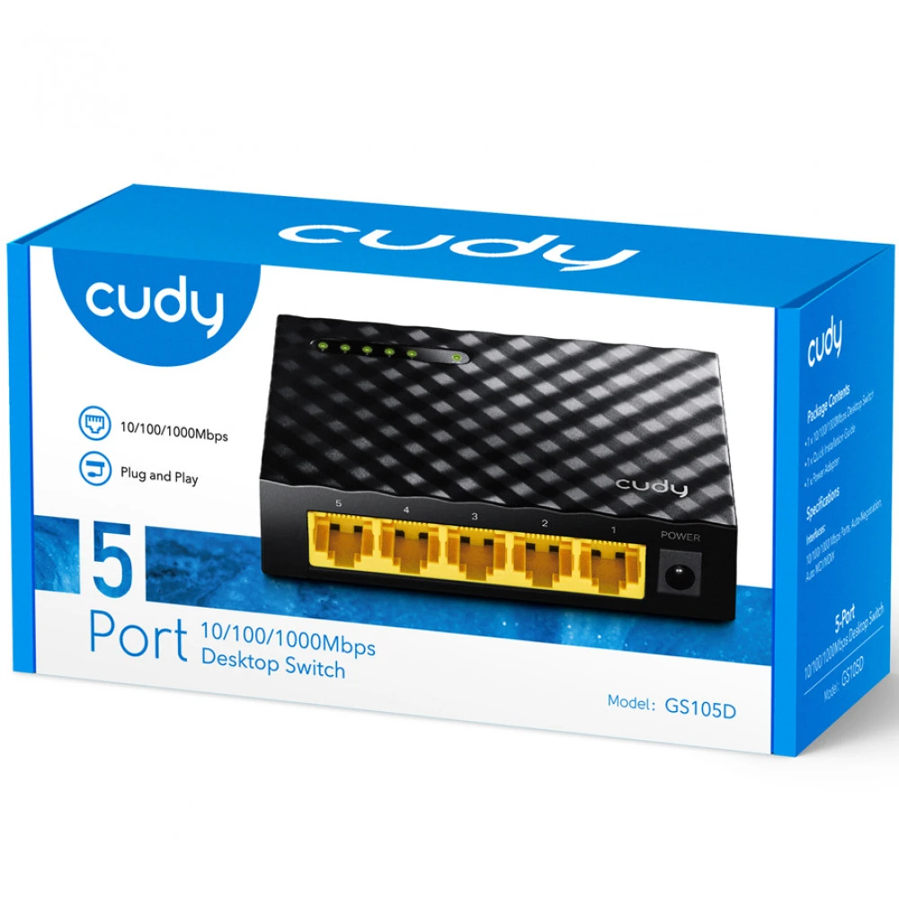Коммутатор CUDY GS105D, 5 портов, гигабитный — 5