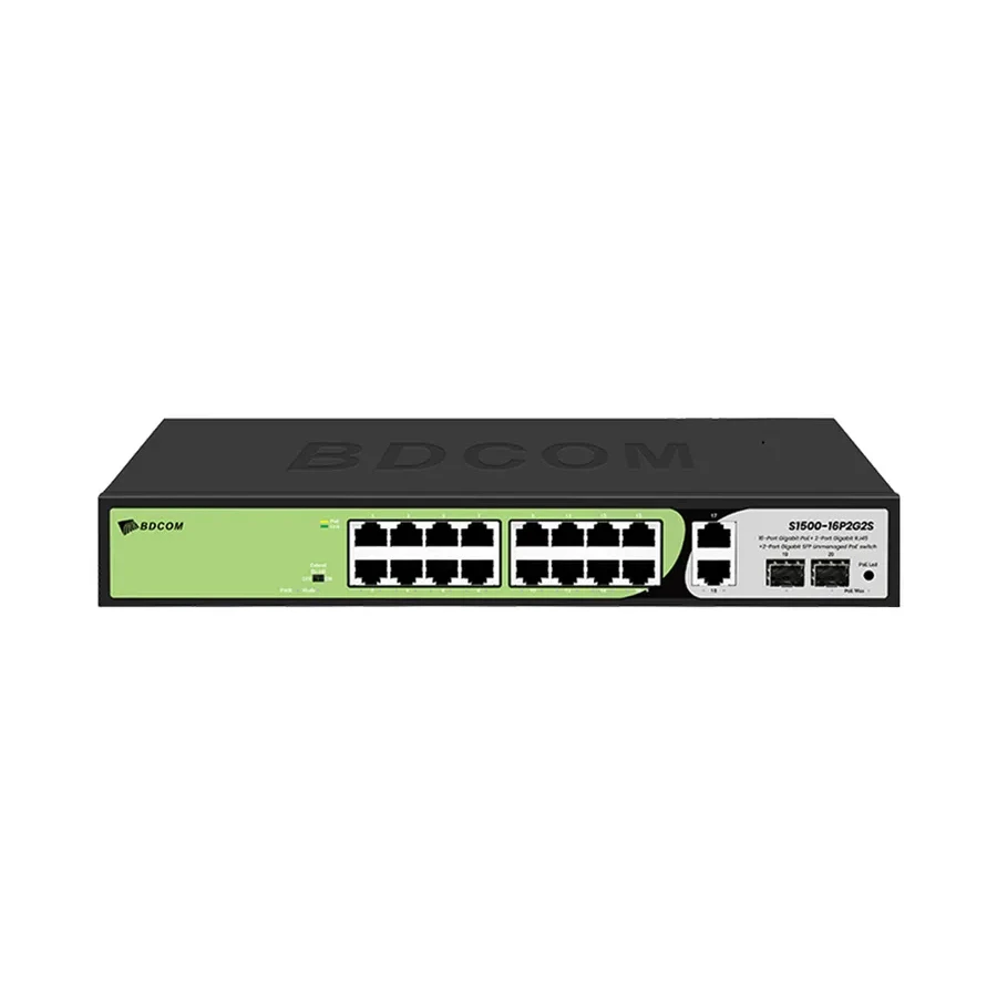 Коммутатор BDCOM S1500-16P2G2S неуправляемый, 16xPoE, 2xSFP