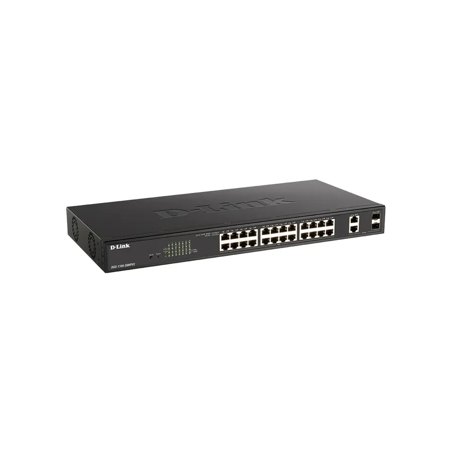 Коммутатор D-Link DGS-1100-26MPV2 L2, 24xGigabit, 2xCombo, PoE 370W