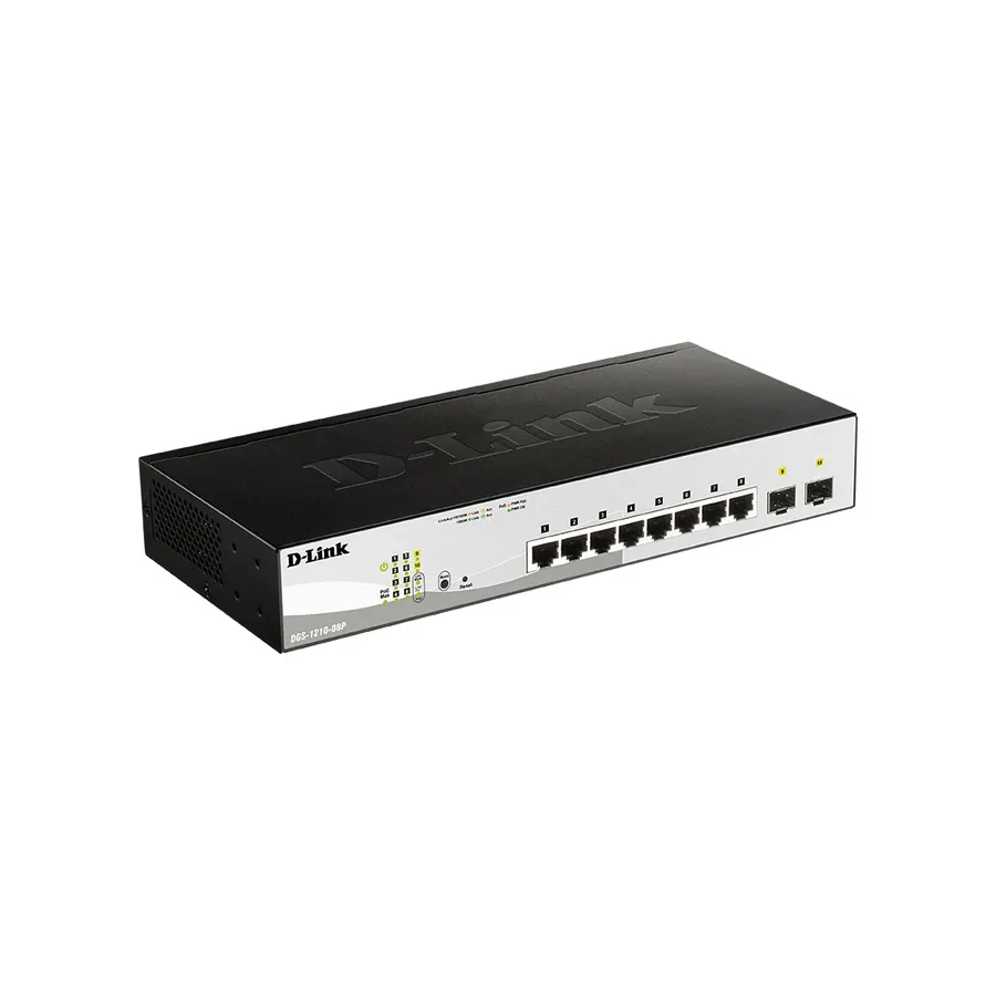 Коммутатор D-Link DGS-1210-08P/G3A L2, 8xGigabit, 2xSFP, PoE 65W