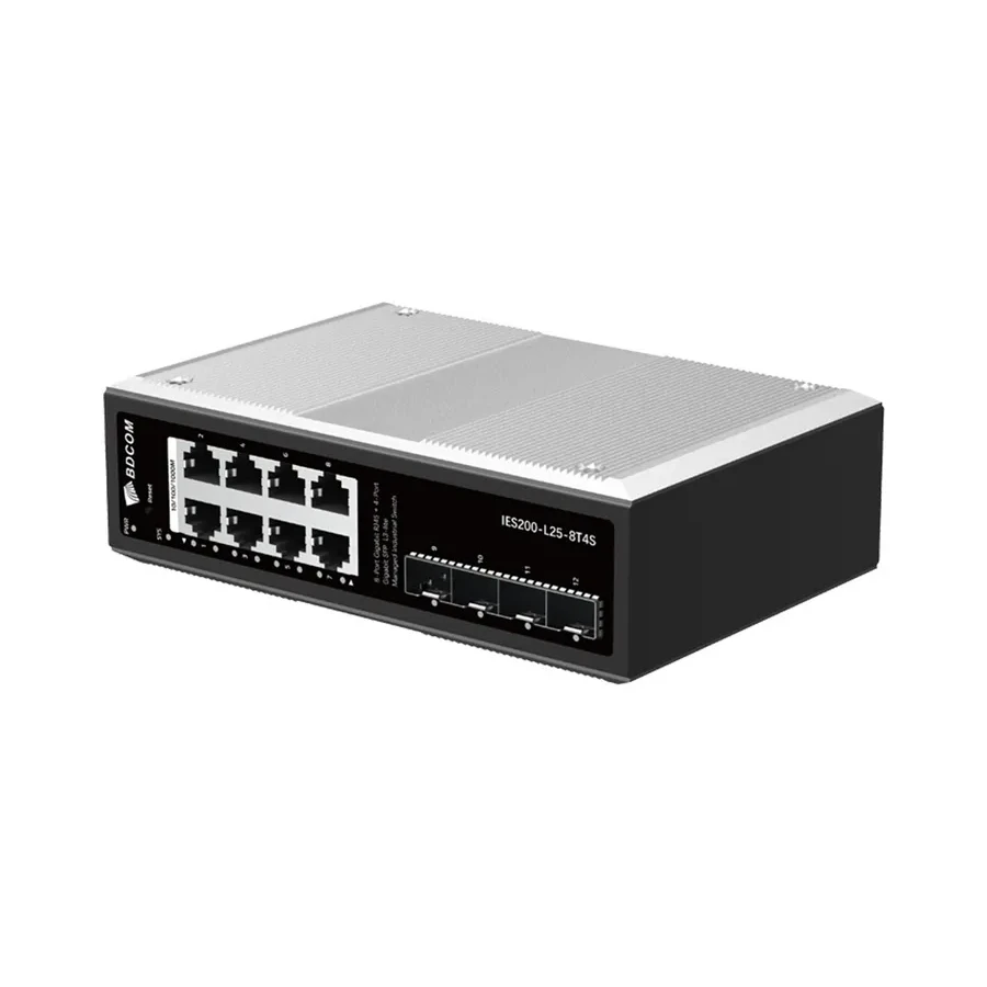 Коммутатор BDCOM IES200-L25-8T4S L3-lite, 8xGigabit, 4xSFP, DIN-rail