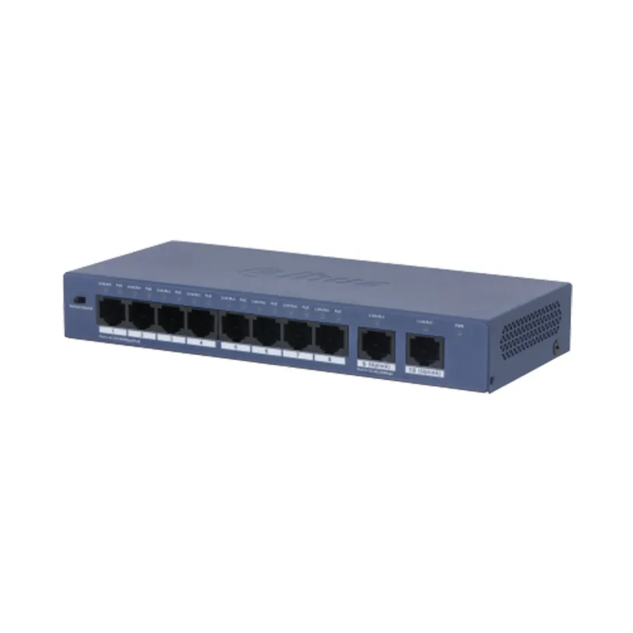 Коммутатор Dahua DH-S3010, 8xPoE 10/100M, 2x10/100M
