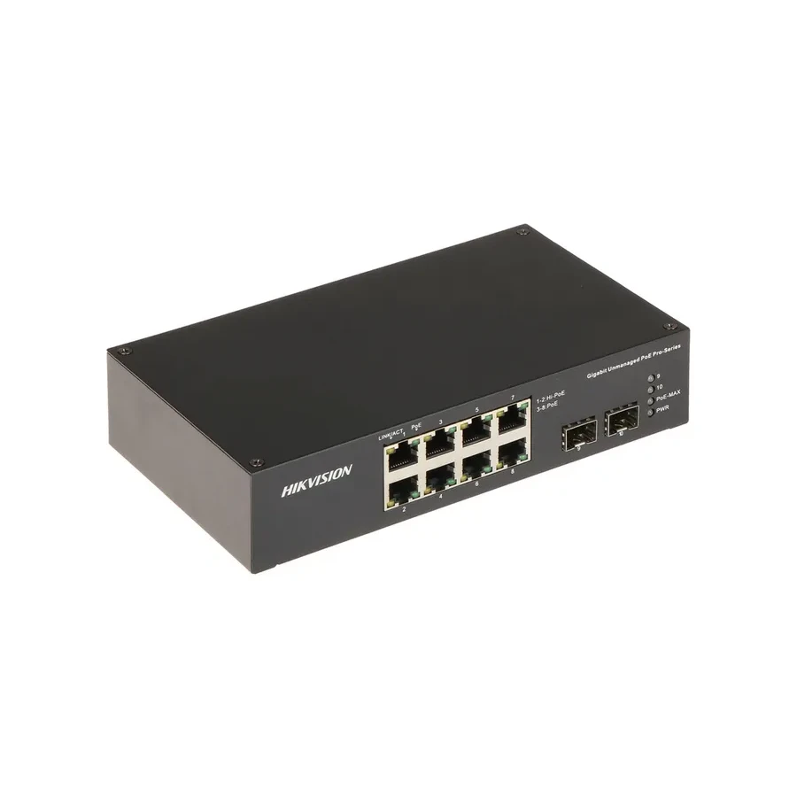 Коммутатор Hikvision DS-3T0510HP-E, 8x1G PoE, 2x SFP
