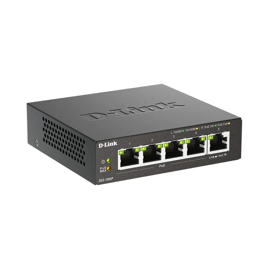 Коммутатор D-Link DGS-1005P, PoE, 5 портов