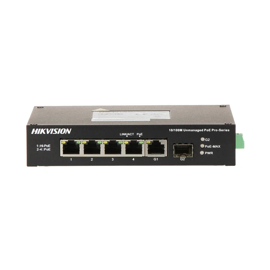 Коммутатор Hikvision DS-3T0306HP, 4x100Mbps PoE