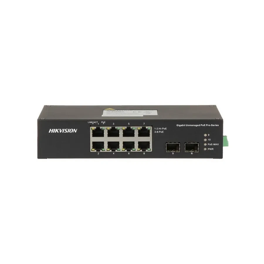 Коммутатор Hikvision DS-3T0310HP, 8x100Mbps PoE