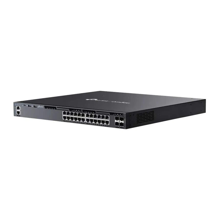 Omada 24-портовый гигабитный управляемый стекируемый PoE+ коммутатор L3 с 4 слотами 10G SFP+
Порты: 24 × гигабитных порта RJ45 PoE+, 4 × слота 10G SFP+, консольный порт RJ45/USB Type-C, Management-порт, 2 × порта USB 2.0
Спецификация: 802.3at/af, максимал — 3
