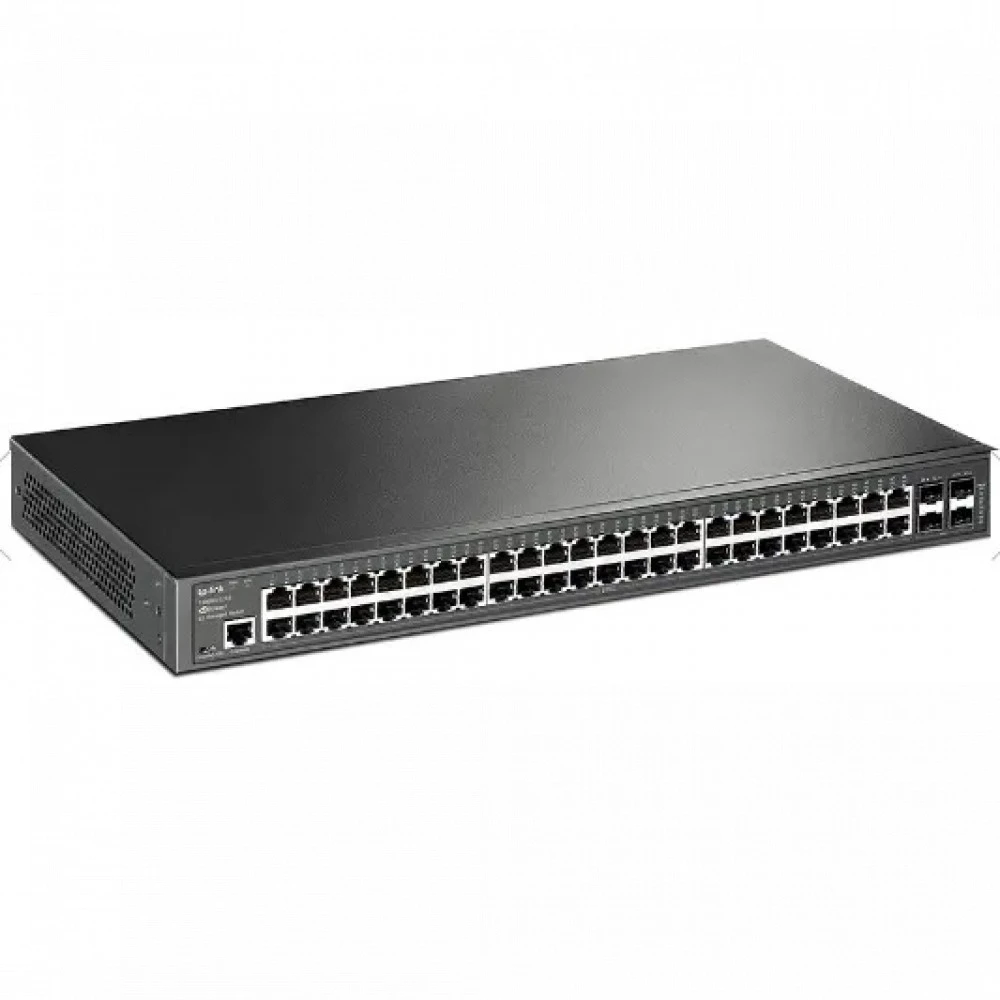 Omada 48-портовый гигабитный управляемый коммутатор L2+ с 4 слотами SFP
Порты: 48 × гигабитных портов RJ45, 4 × гигабитных SFP слота, 1 × консольный порт RJ45/Micro-USB
Спецификация: металлический корпус, монтаж в стойку 19"
Особенности: интеграция с конт — 4