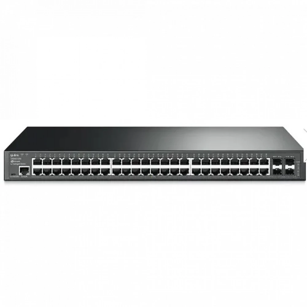 Omada 48-портовый гигабитный управляемый коммутатор L2+ с 4 слотами SFP
Порты: 48 × гигабитных портов RJ45, 4 × гигабитных SFP слота, 1 × консольный порт RJ45/Micro-USB
Спецификация: металлический корпус, монтаж в стойку 19"
Особенности: интеграция с конт — 5