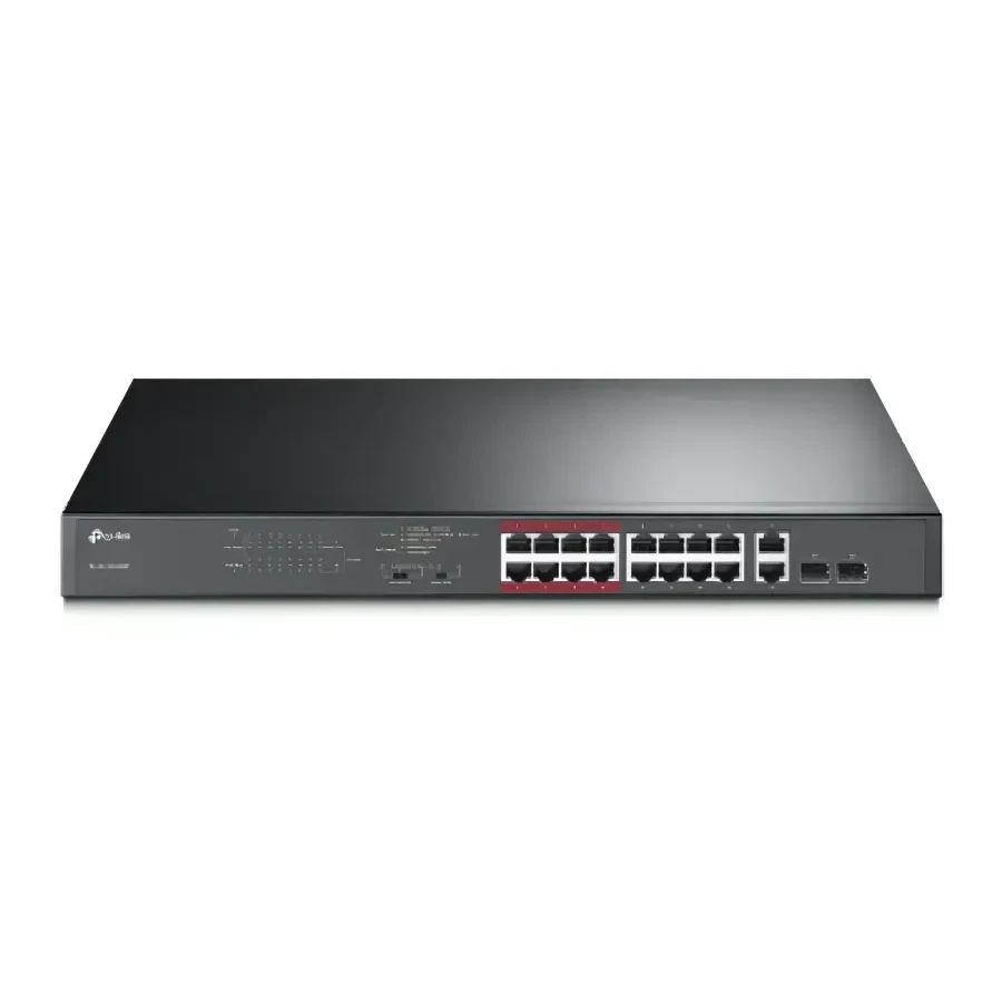 16-портовый 10/100Мбит PoE+ коммутатор, 16 портов RJ45 10/100 Мбит/с + 2 гигабитных комбинированных SFP-слота, поддержка 802.3at/af, до 192 Ватт питание по PoE, 19- дюймовый монтируемый в стойку стальной корпус, режим Extend Mode для передачи PoE до 250 м — 5