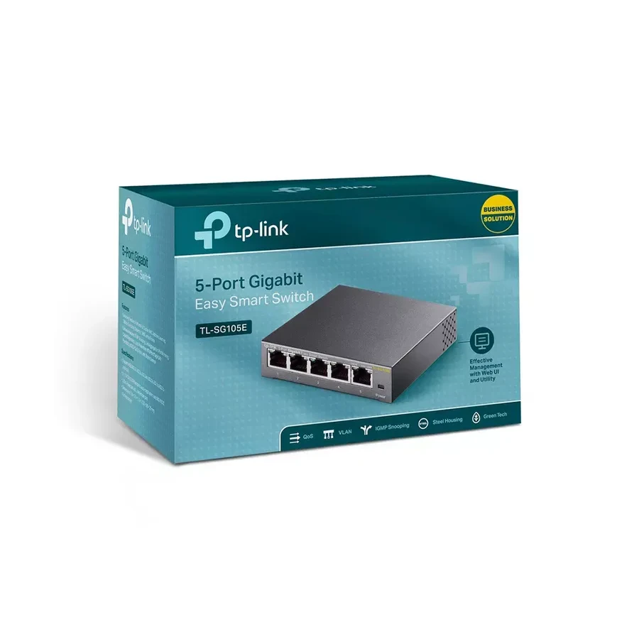 5-портовый гигабитный настольный Easy Smart коммутатор, 5 портов RJ45 10/100/100 Мбит/с, VLAN на базе MTU/порта/тэга, QoS, IGMP Snooping — 4