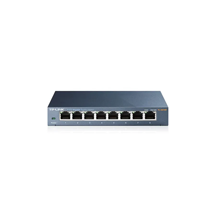8-портовый настольный гигабитный коммутатор, 8 портов RJ45 10/100/1000 Мбит/с, металлический корпус — 2