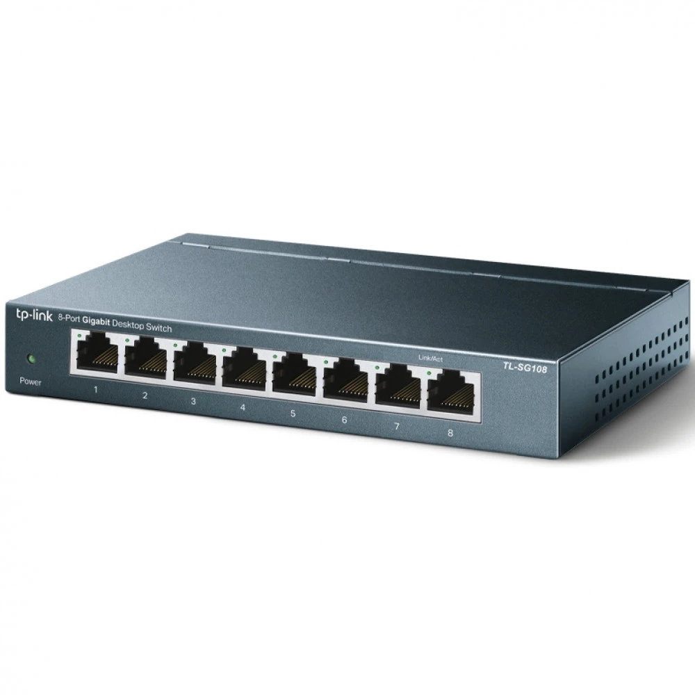 8-портовый настольный гигабитный коммутатор, 8 портов RJ45 10/100/1000 Мбит/с, металлический корпус — 5