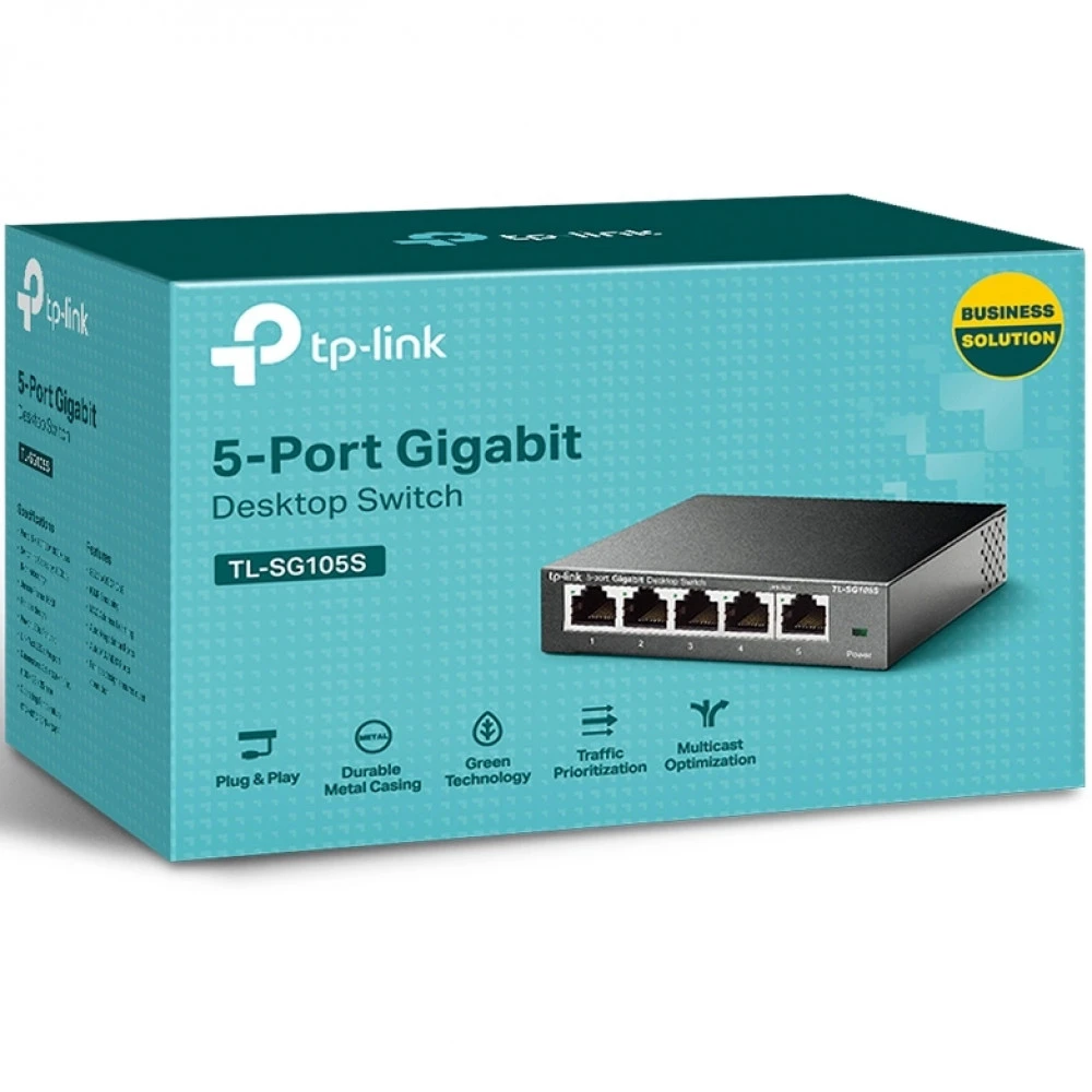 5-портовый неуправляемый гигабитный коммутатор 
Порты: 8× гигабитных RJ45 портов
Параметры: стальной корпус, настольное исполнение
Функции: Plug and Play — 5