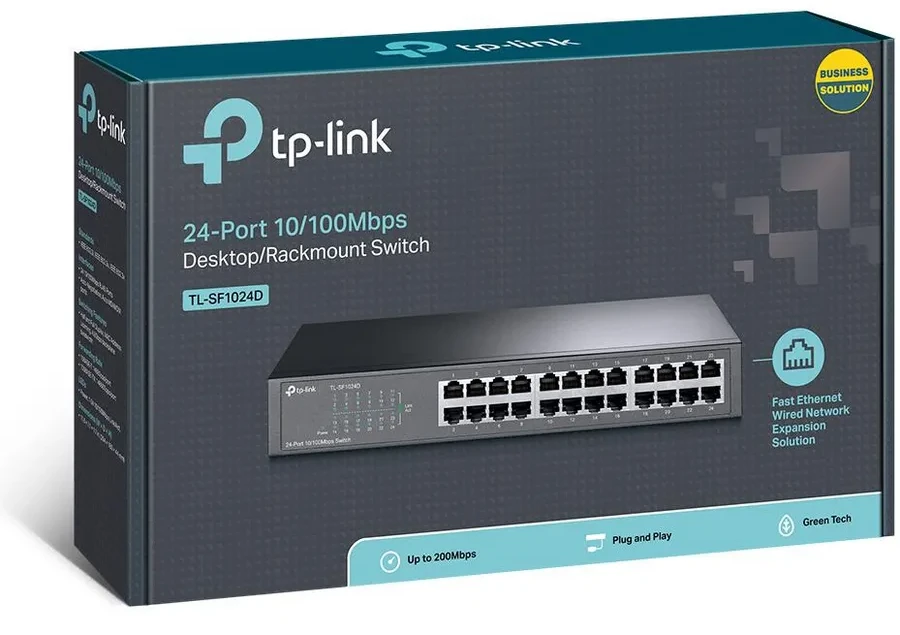 24-портовый 10/100 Мбит/с коммутатор, 24 порта RJ45 10/100 Мбит/с, 1U 13-дюймовый монтируемый в стойку стальной корпус
