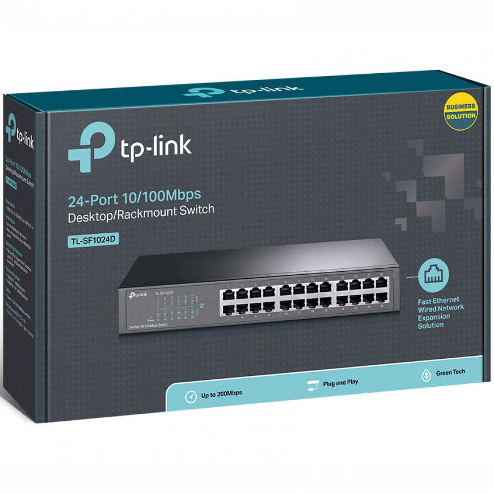 24-портовый 10/100 Мбит/с коммутатор, 24 порта RJ45 10/100 Мбит/с, 1U 13-дюймовый монтируемый в стойку стальной корпус — 5