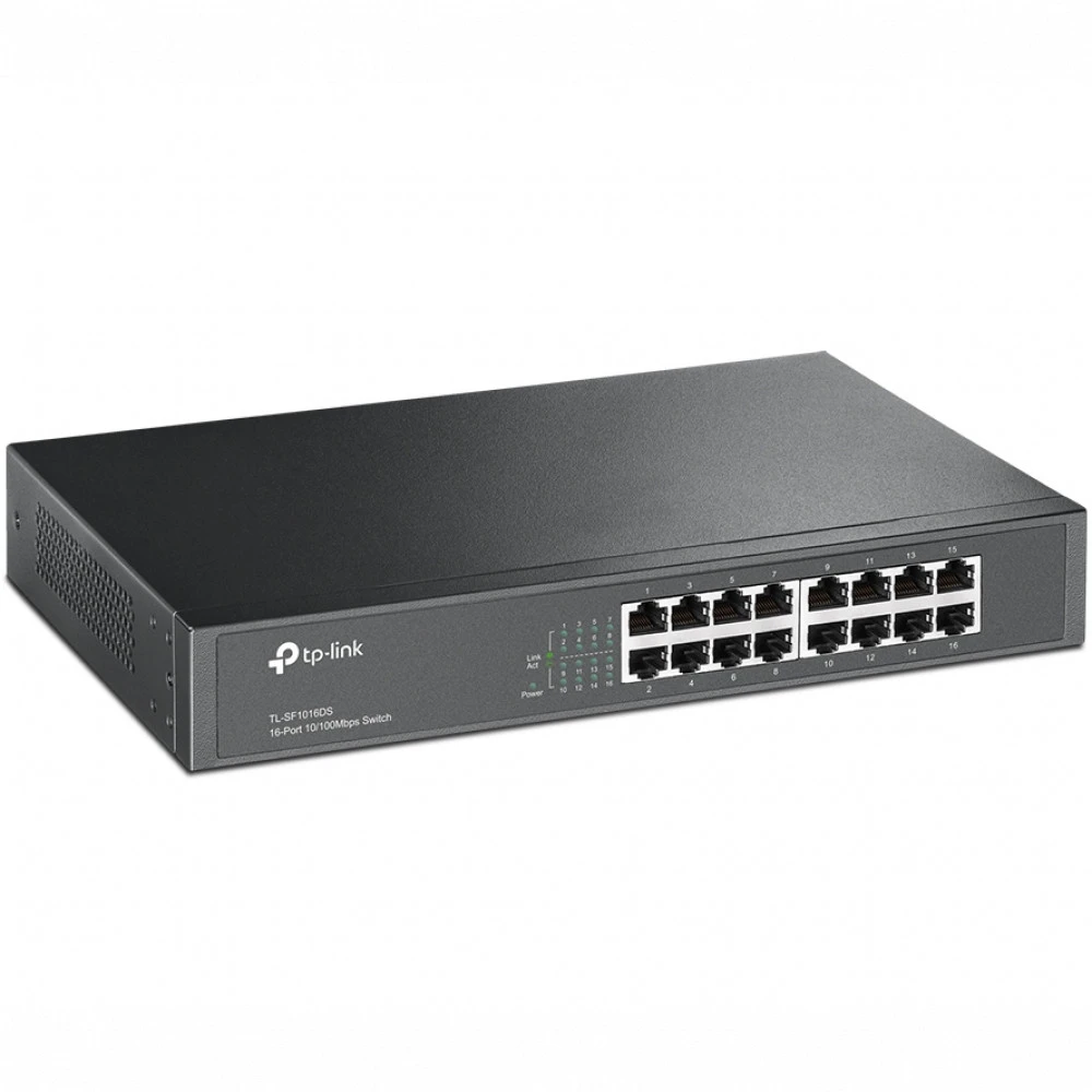 16-портовый 10/100 Мбит/с коммутатор, 16 портов RJ45 10/100 Мбит/с, 1U 13-дюймовый монтируемый в стойку стальной корпус