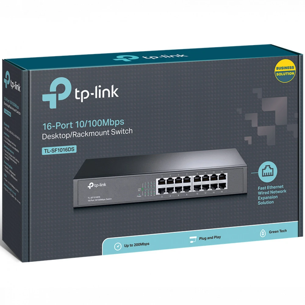 16-портовый 10/100 Мбит/с коммутатор, 16 портов RJ45 10/100 Мбит/с, 1U 13-дюймовый монтируемый в стойку стальной корпус — 4
