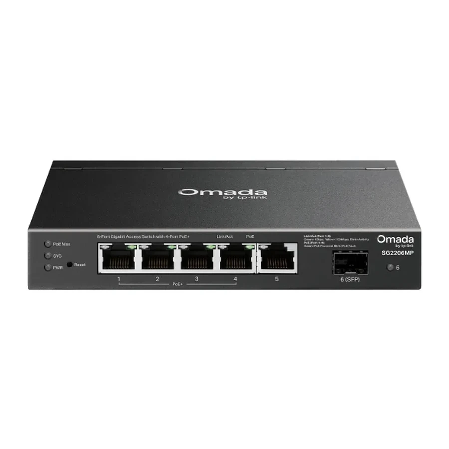 Коммутатор PoE+ Smart GbE 6-портовый TP-Link SG2206MP
