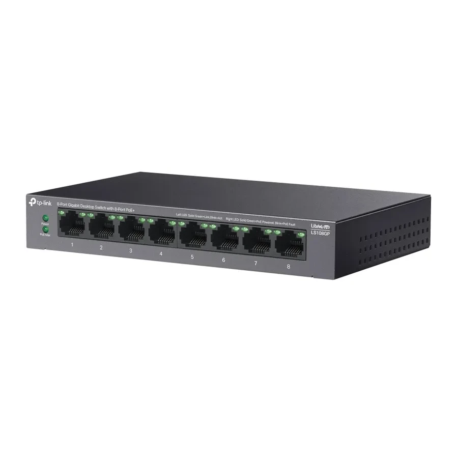 Коммутатор PoE+ GbE 8-портовый Tp-Link LS108GP — 3