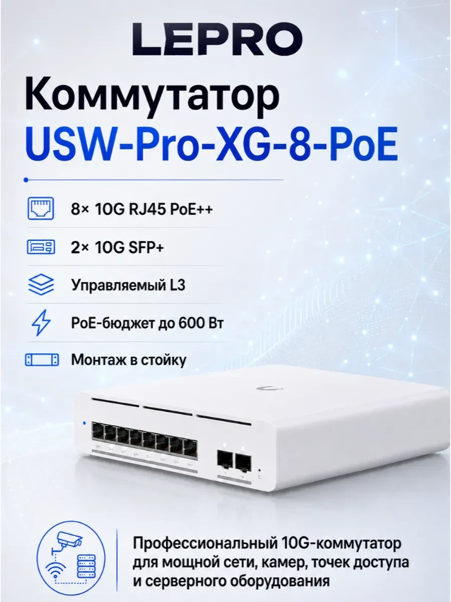Коммутатор Ubiquiti USW-Pro-XG-8-PoE