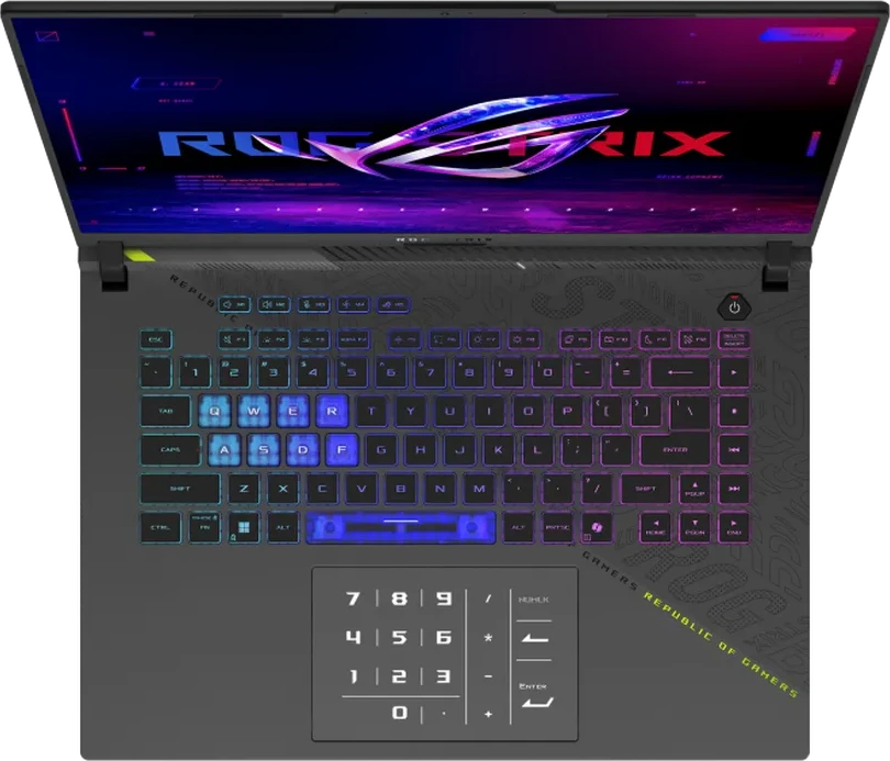 Ноутбук Asus 90NR0KW8-M007K0 ROG Strix G G614PM-S5138 WQXGA(2560x1600) IPS 240Hz/ up to 5.3GHz (16C)/ / /NVIDIA GeForce RTX5060 8GB/Wi-Fi 6E/BT5.3/1080P FHD Camera/RGB Backlit PerKey/NoOS/1Y/Volt Green, AMD Ryzen 9 8940HX, 16 ГБ, 512 ГБ, 16" — 4
